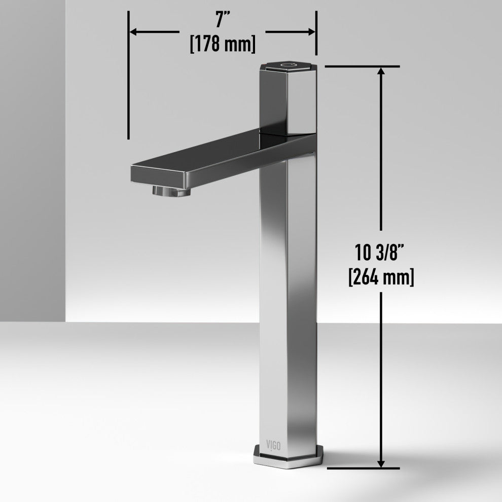 VIGO Nova 10" H Single Handle Single Hole Bathroom Vessel Faucet, Chrome
