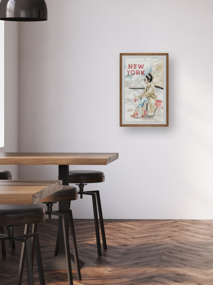 "Waiting, NY" Framed Painting Print, 8x12