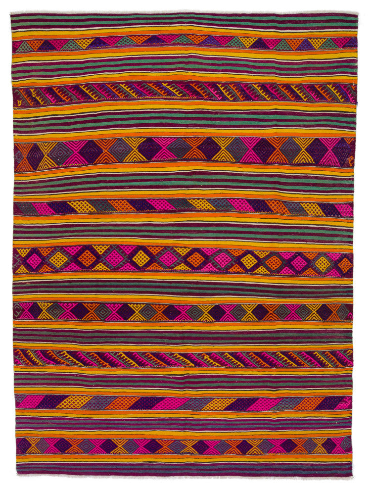 Multicolor Vintage Milas Kilim Rug 7' 1" x 9' 3", 85 in. x 111 in.