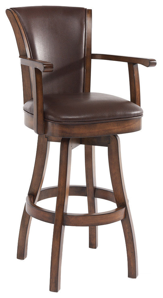 Raleigh Arm Swivel Wood Stool, Chestnut, Kahlua, Counter Height