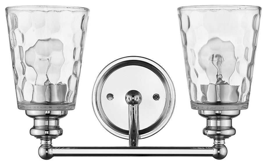 Silver Metal and Pebbled Glass Two Light Wall Light