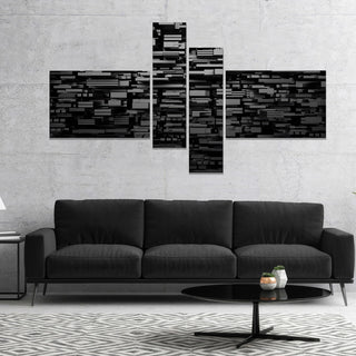 Black 3D Geometric Background, Abstract Canvas Art Print, 60"x32", 4 panels