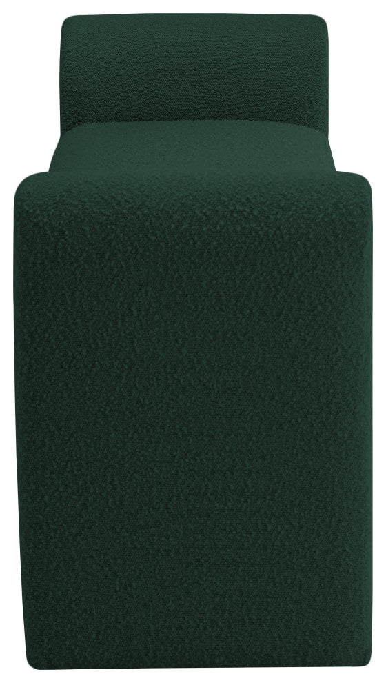 Stylus Boucle Fabric Upholstered Bench, Green, 51" Wide