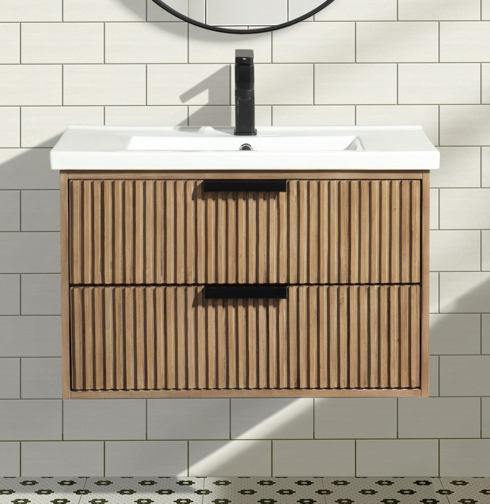 Ari Kitchen and Bath San Diego Bath Vanity, Weathered Fir, 30", Floating