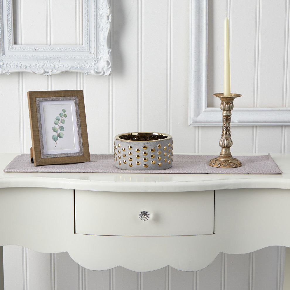 6.75" Regal Stone Hobnail Planter With Gold Accents