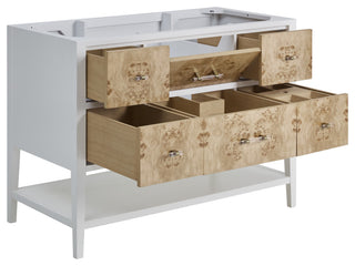 Olena 48" Single Vanity, Light Mappa Burl, Polished White
