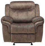 Two Tone Chocolate Velvet Upholstered Glider Recliner