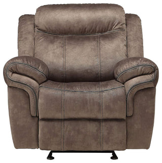 Two Tone Chocolate Velvet Upholstered Glider Recliner