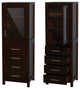 Sheffield 24" Linen Tower in Espresso with Shelved Cabinet Storage and 4 Drawers