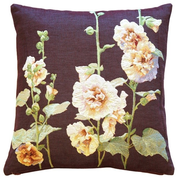 Pillow Decor - Hollyhock Buds Tapestry Throw Pillow