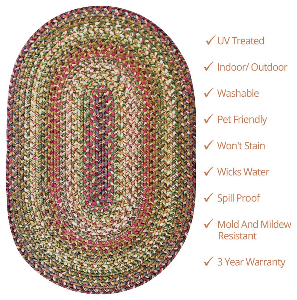 Homespice Decor Rainforest Indoor/Outdoor Braided Rug 20"x30" Oval