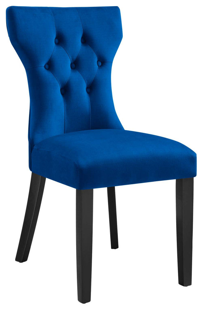 Silhouette Performance Velvet Dining Chairs, Set of 2, Navy