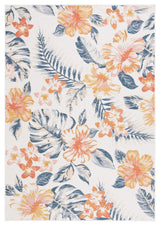 Safavieh Sunrise Collection SUN671 Indoor-Outdoor Rug, Ivory/Rust Blue, 4'x5'7"