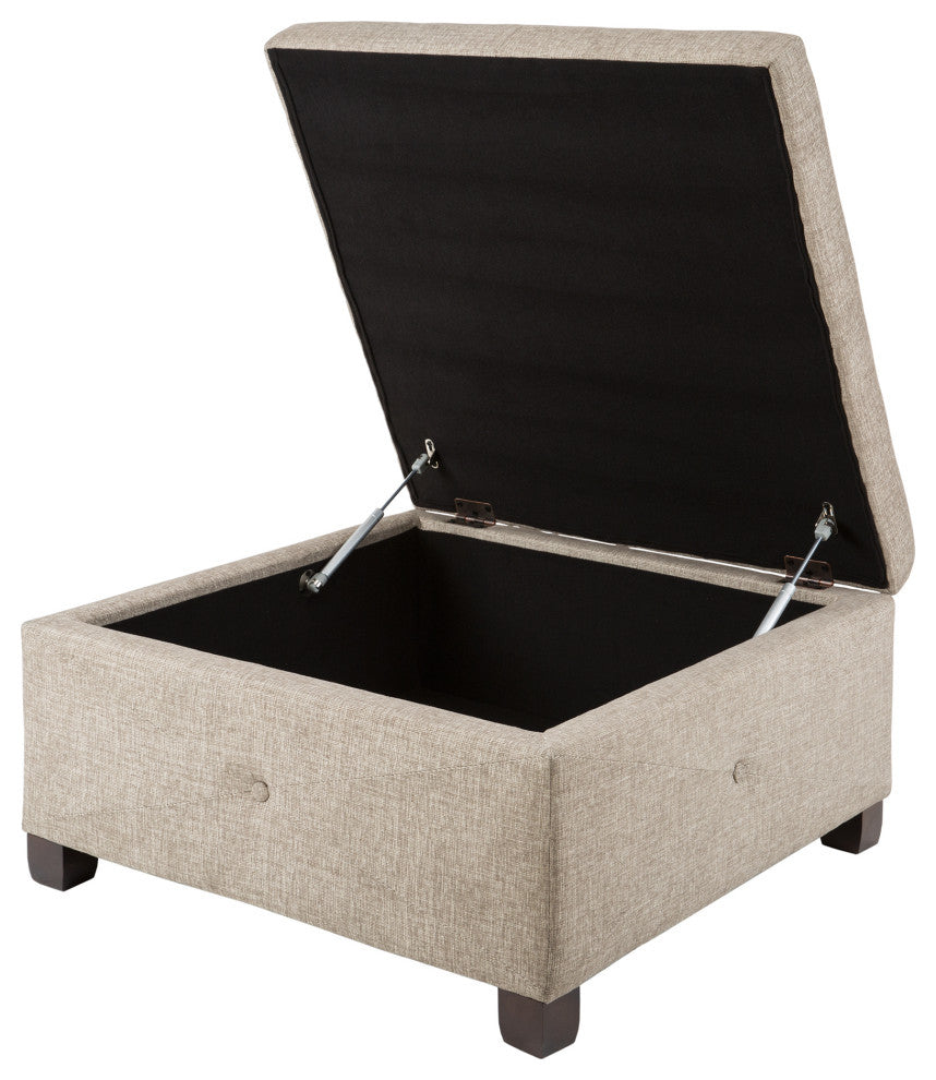 Madison Park Della Button Tufted Soft Close Storage Ottoman, Sand