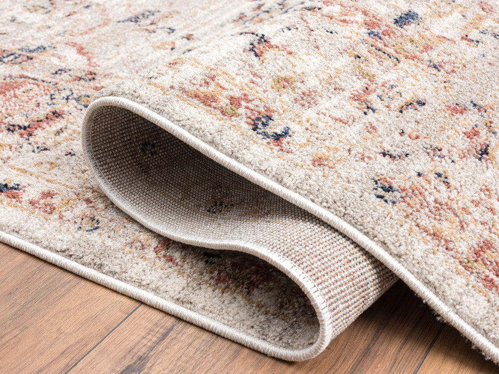 Abani Babylon BYL100C Beige Cream Distressed Medallion Area rug