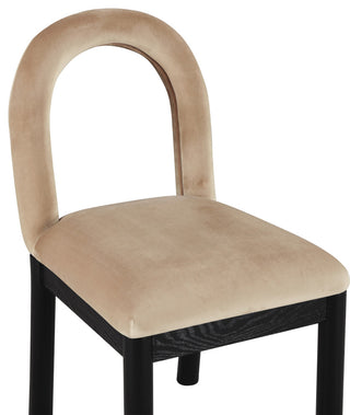 Conrad Upholstered Dining Chair, Beige, Velvet, Black Finish