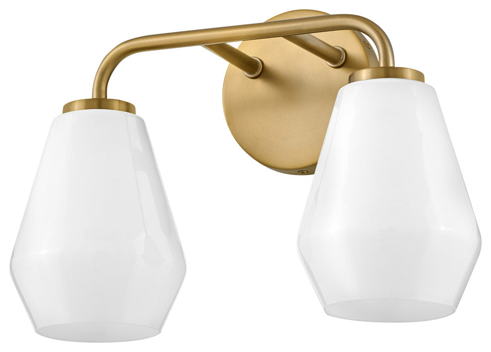Lark Gio 14.75" Two-Light Bath Vanity Fixture, Lacquered Brass