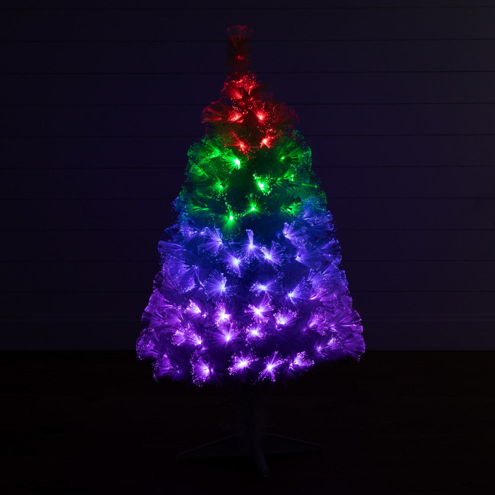 4ft. White Pre-Lit Fiber Optic Artificial Christmas Tree