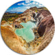 Blue Pond In Volcano Area Iceland, Landscape Round Wall Art, 38"