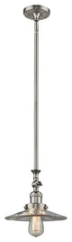1-Light LED Halophane Mini Pendant, Brushed Satin Nickel, Clear Halophane