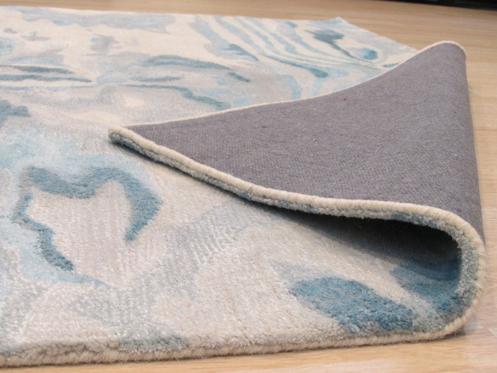 Hand-Tufted Wool/Viscose Blue Contemporary Abstract Palermo Rug, 8'9x11'9