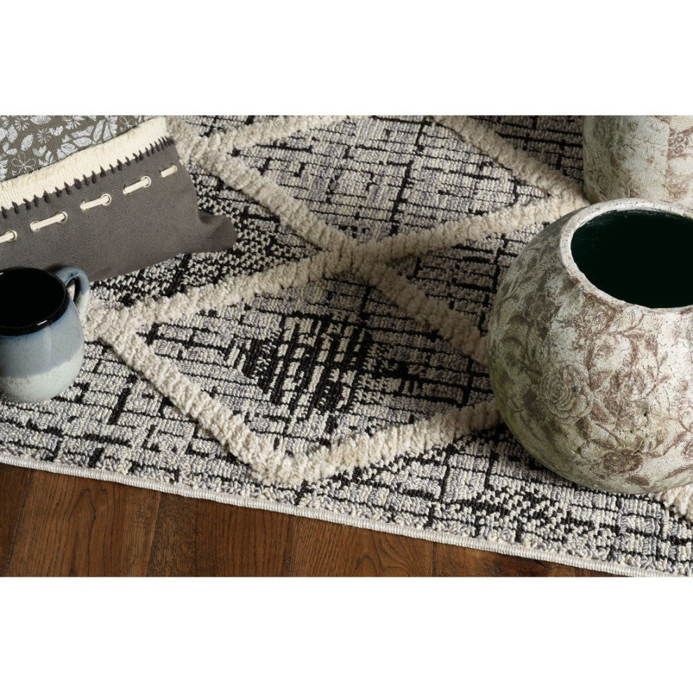 KAS Willow 1101 Charcoal Diamonds Area Rug, 5'3"x7'7"