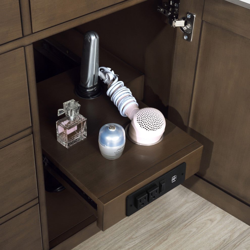 Ove Decors Bailey 48" Single Sink Vanity, Almond Latte With Black Hardware
