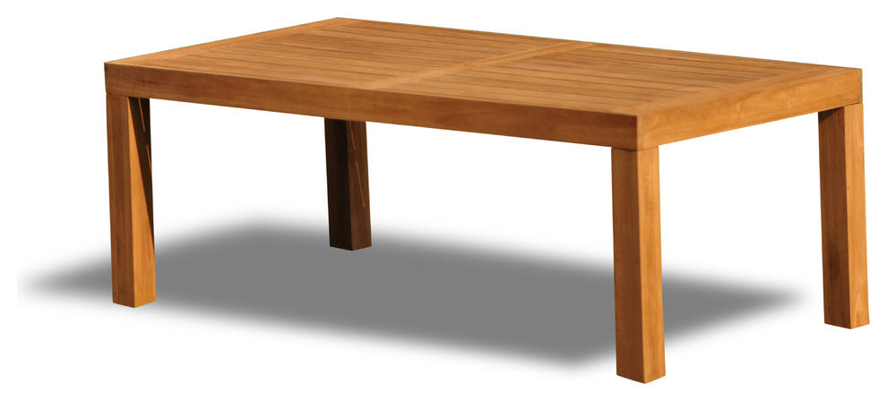 9-Piece Outdoor Teak Dining Set: 86" Rectangle Table, 8 Leveb Stacking Arm Chair