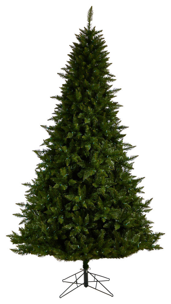 9' Vermont Spruce Faux Xmas Tree W/850 Color Changing  &1984 Bendable Branches