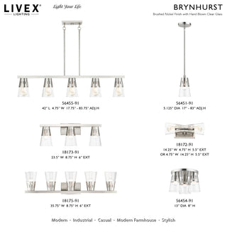 5 Light Brushed Nickel Large Linear Chandelier