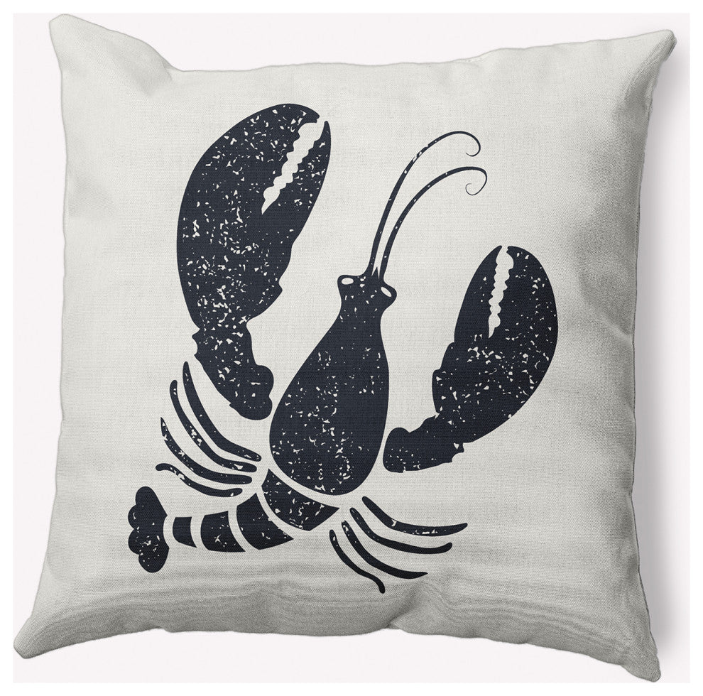 18x18" Lobster Nautical Decorative Indoor Pillow, Shark Blue