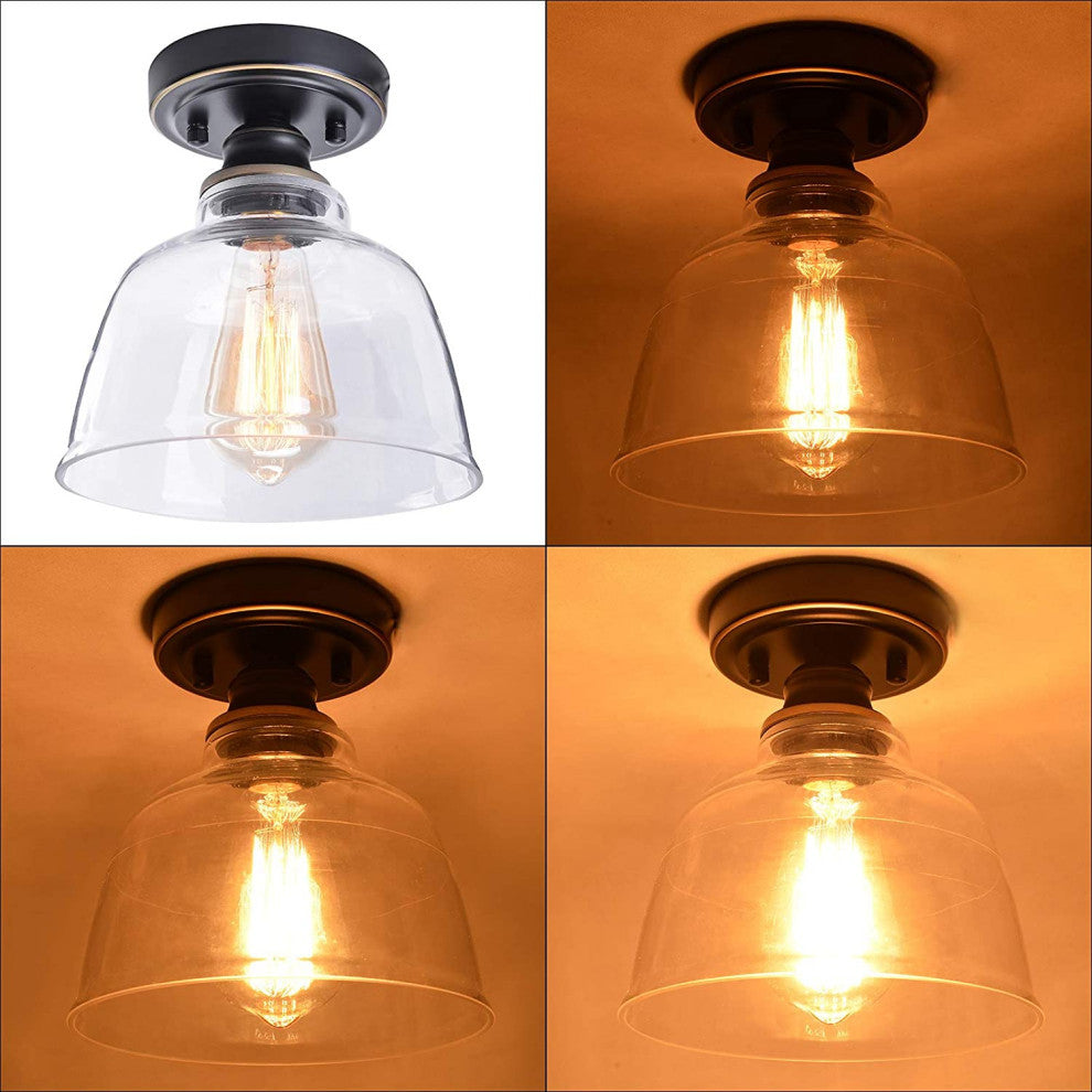 Industrial Glass Flush Mount Ceiling Light Fixtures Farmhouse Close to Ceiling