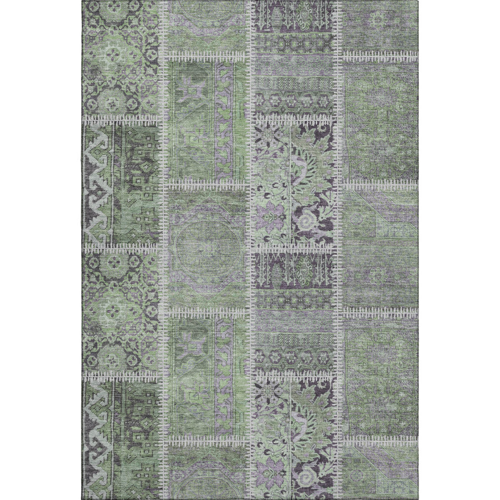 Premium Machine Washable Mayfield AMF635 Green 8' x 10' Rug
