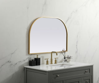 Metal Frame Arch Mirror 36X24 Inch, Brass