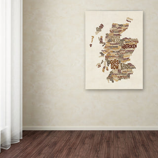 Michael Tompsett 'Scotland Typography Text Map 3' Canvas Art, 19"x14"