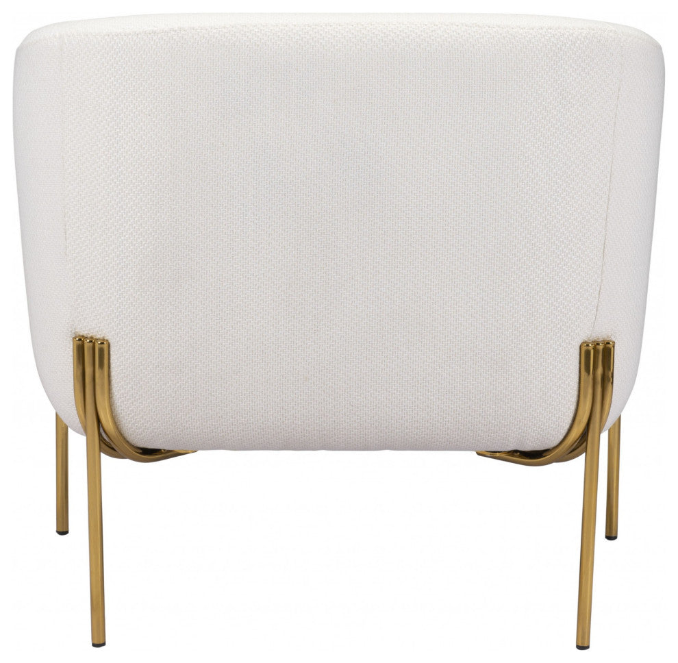 Ivory and Gold Textural Upholstered Accent Armchair