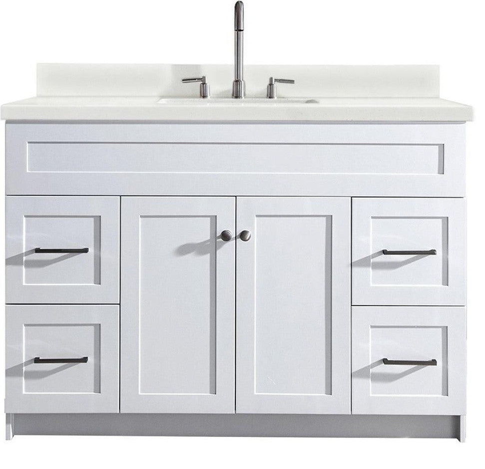 Hamlet 49" Single Sink Vanity Set, White, No Mirror, Quartz Countertop
