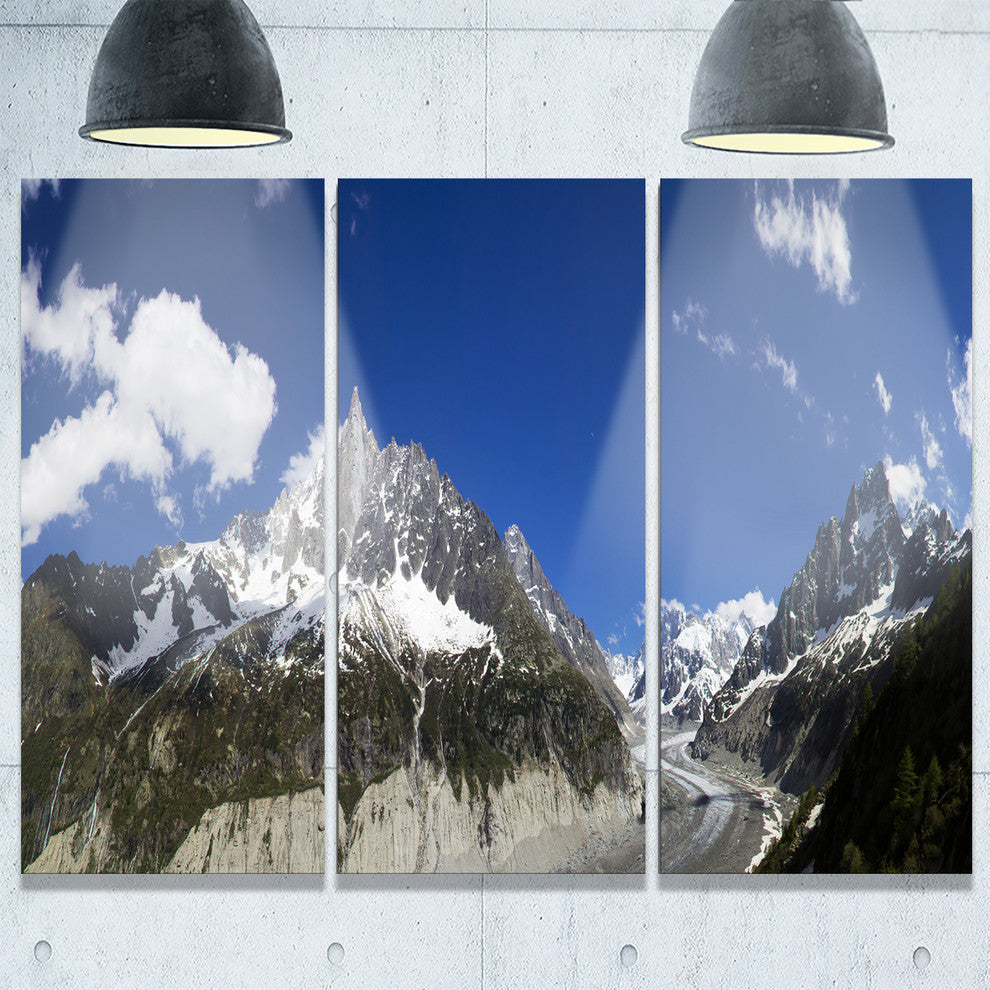 "Glacier nearby Chamonix Panorama" Metal Wall Art, 3 Panels, 36"x28"