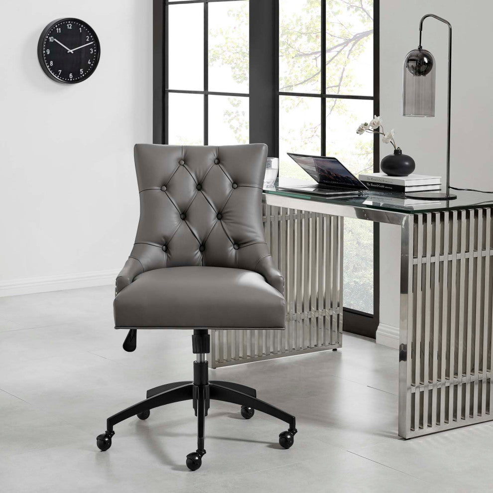 Regent Tufted Vegan Leather Office Chair Black Gray
