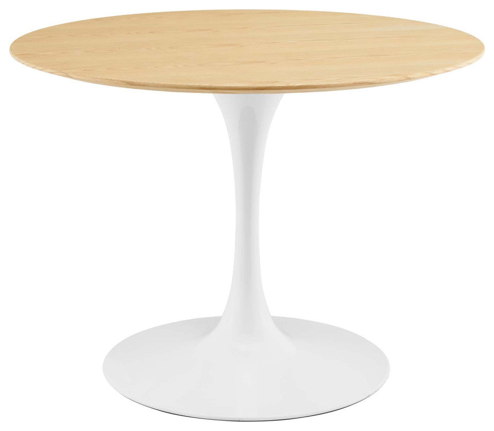 40" Dining Table, Round, Natural Brown White, Metal, Modern, Hospitality