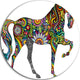 Cheerful Horse, Animal Digital Art Disc Metal Artwork, 11"