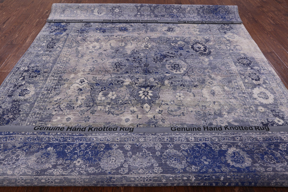 Hand-Knotted Persian Wool and Silk Rug 7' 11" X 10' 5" Q6253