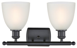Castile 2-Light Bath Vanity-Light, Matte Black, White