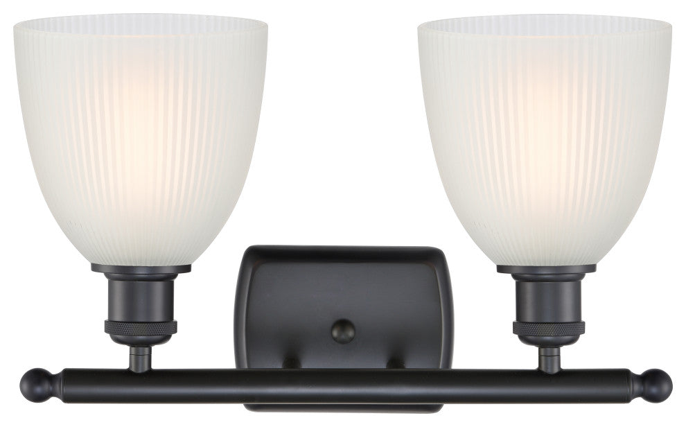 Castile 2-Light Bath Vanity-Light, Matte Black, White