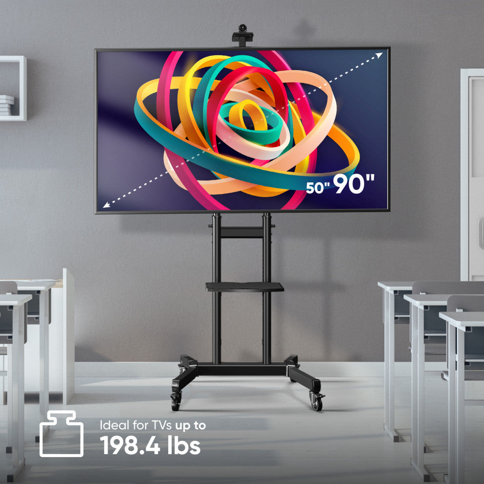 ONKRON Portable TV Stand with Wheels for 50-90 Inch TVs up to 220 Lbs, black