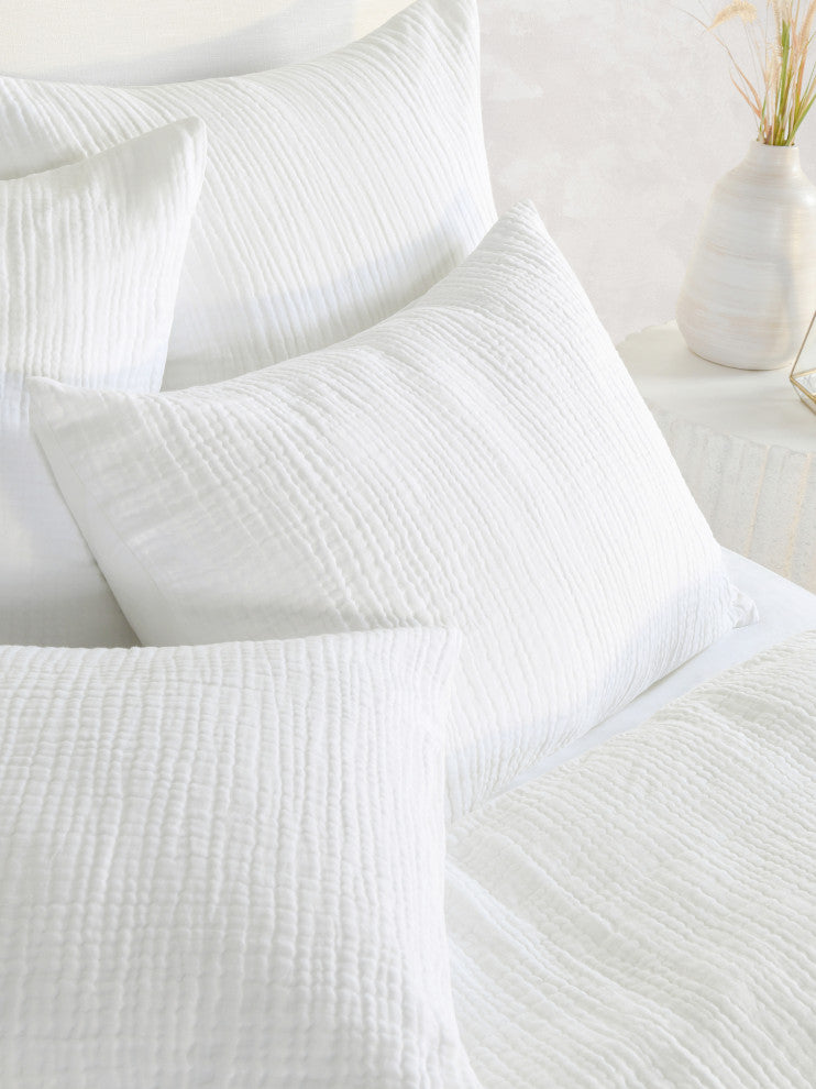 Camille Linen Sham, White, Standard Size