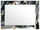 "Ebony and Ivory" Beveled Mirror on Printed Abstarct Tempered Art Glass, 40x30"