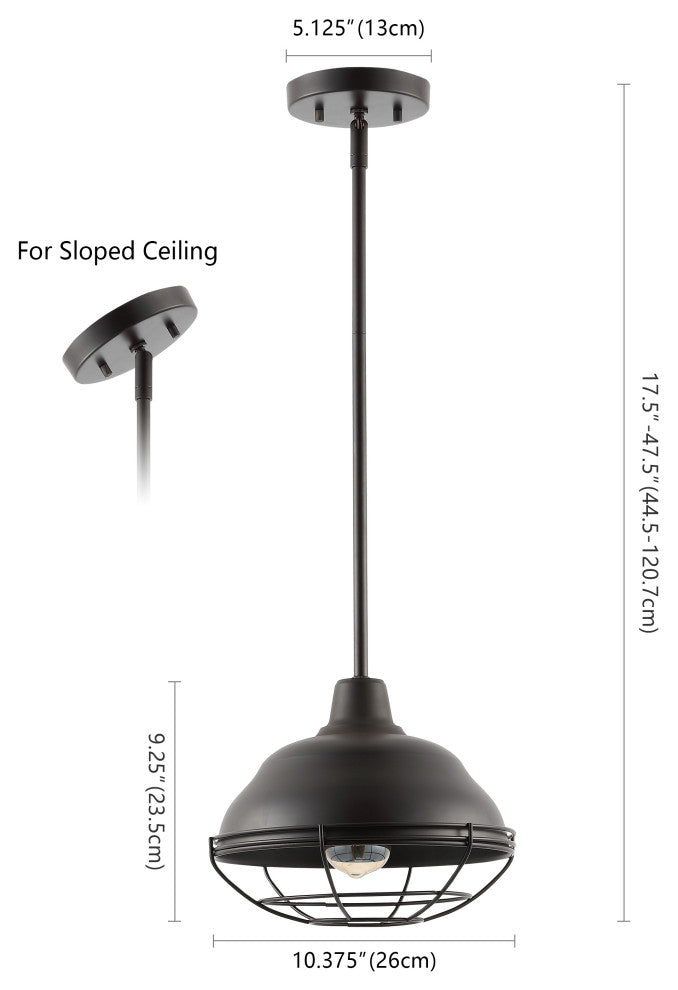 Levi Industrial Farmhouse Iron LED Pendant, Oil Rubbed Bronze, 1-Light