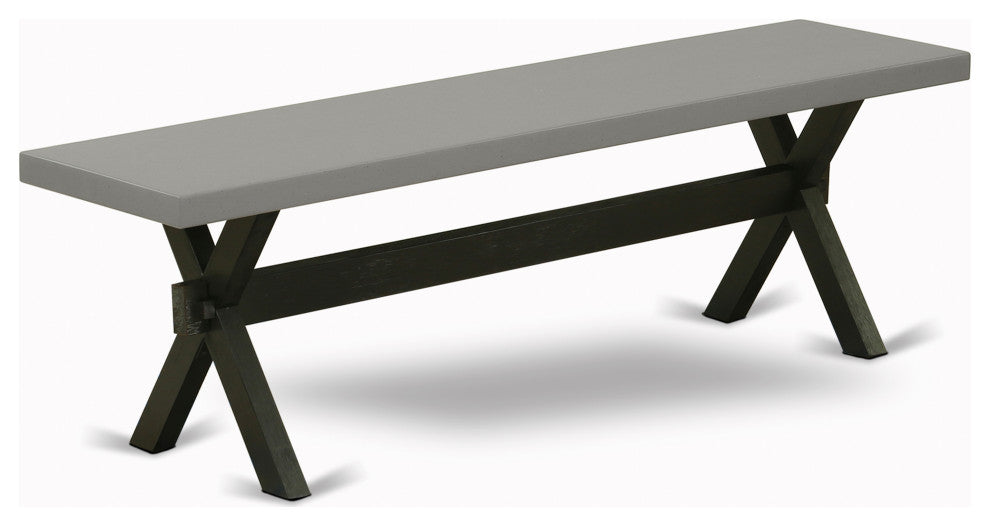X-Style 15X60 In Dining Bench With Wirebrushed Black Leg And Cement Top Finish