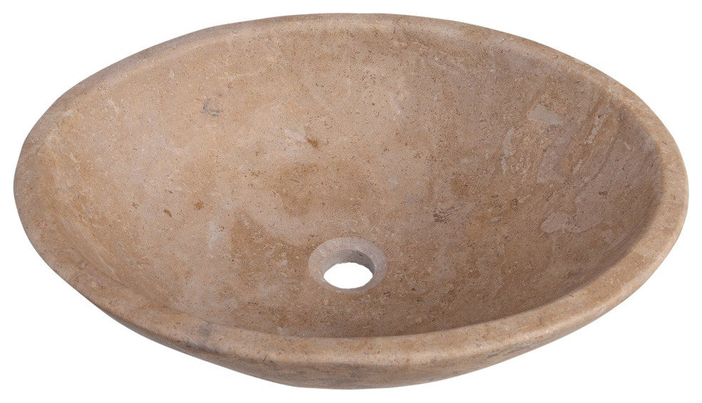 Karina Walnut Travertine Natural Stone Vessel Sink Honed and Filled  (W)16" (L)2